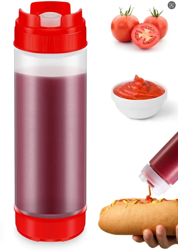 Leak-Proof 500ML Inverted Squeeze Bottle for Sauces and Condiments - Hanging Style
