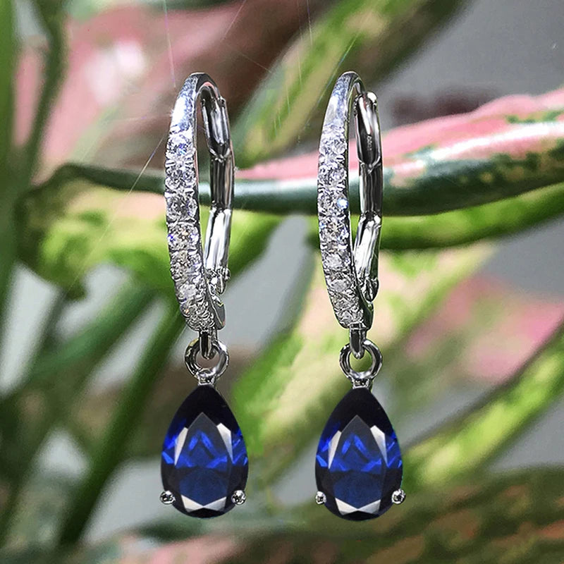 Delicate Pear CZ Drop Earrings for Women - Fashion Jewelry Gift