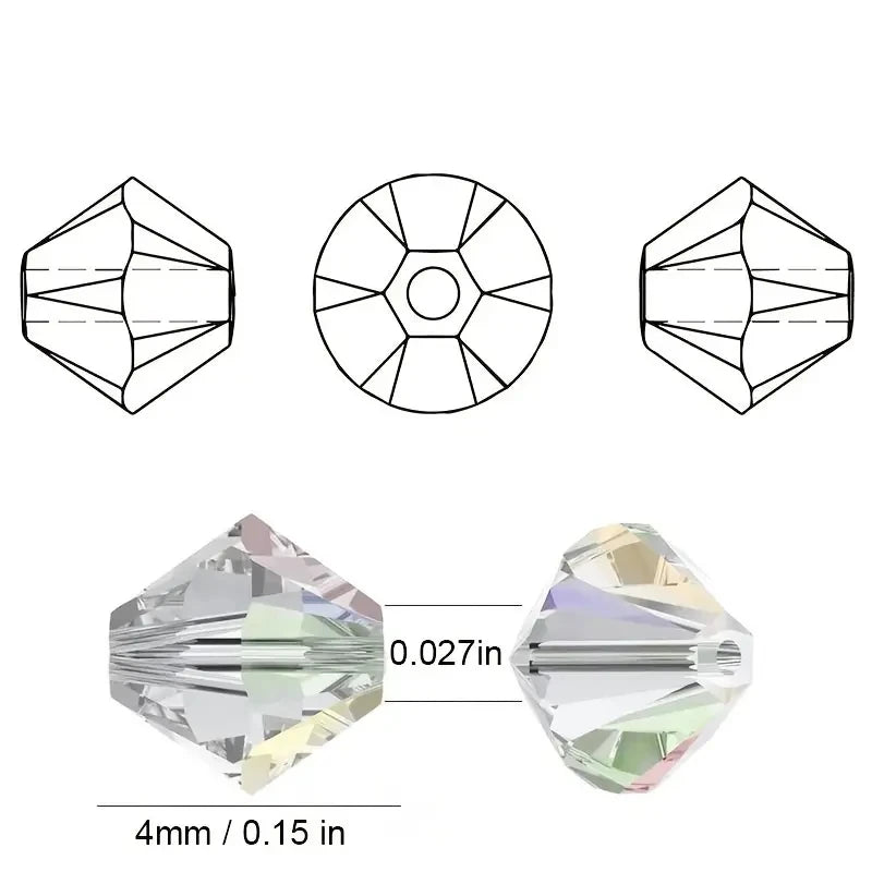 Multi-Faceted Glass Bead Set for Jewelry Making - 3 4 6mm Bicone Crystal Beads
