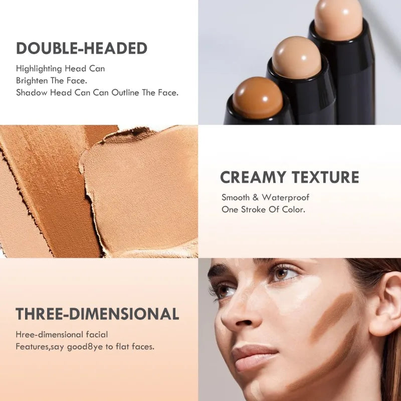 Double-Ended Facial Makeup Concealer Stick Lightweight Cosmetic Tool