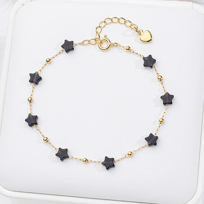 Natural Stone Bracelet for Women - Handcrafted Chain Bangle with Adjustable Size