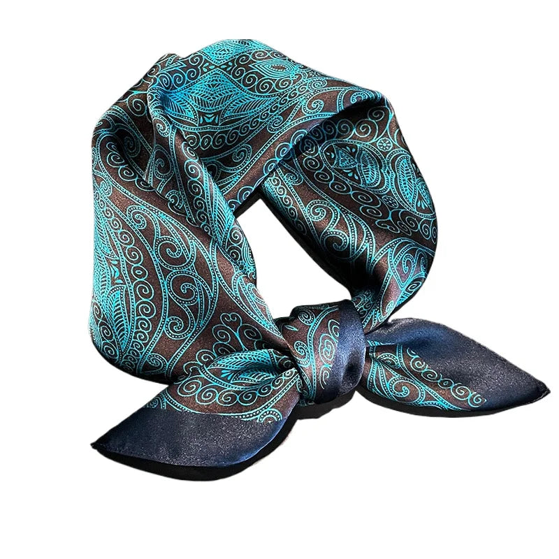 Luxury 100% Mulberry Silk Square Scarf for Women - Retro Sun Protection Shawl