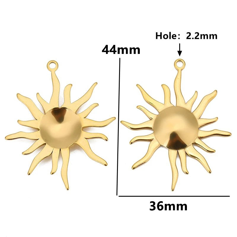 4pcs Stainless Steel Vintage Sunflower Heart Spiral Vortex Charms for DIY Jewelry Making