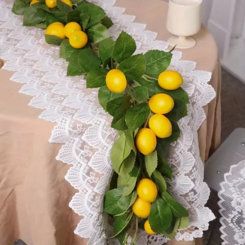 Artificial Lemon Wreath with Green Plants for Home Door Wall Decor - Wedding Party