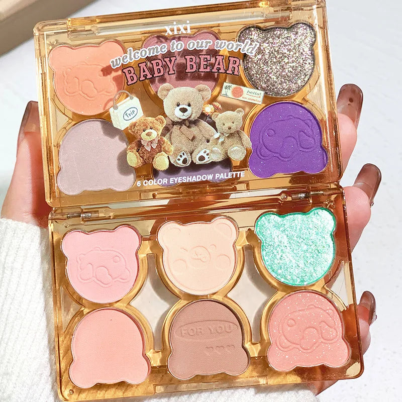Colorful Eyeshadow Palette with Glitter & Pearly Finishes - 6 Shades for Eye Makeup