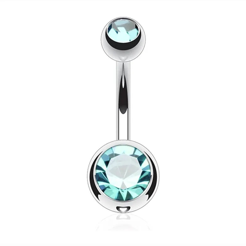 Crystal Belly Button Piercing Set Stainless Steel Navel Barbell Variety Pack