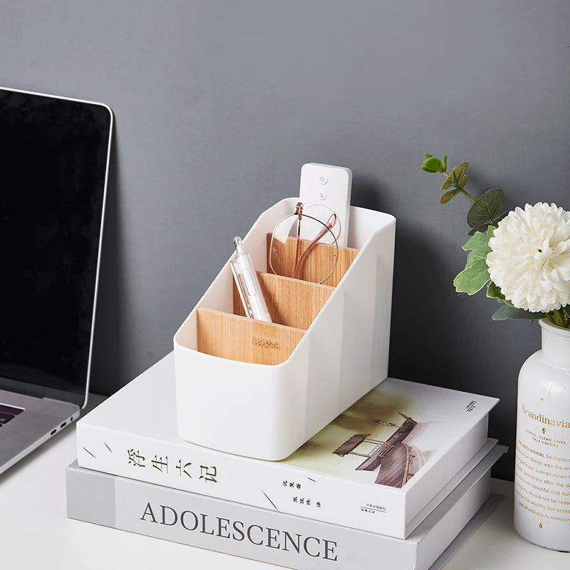 Desktop Remote Control Organizer Tabletop Storage Box for Living Room & Office