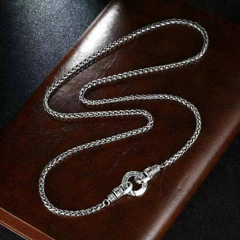 925 Sterling Silver Necklace Woven Chain for Men Women Fashion Clavicle Jewelry Gift