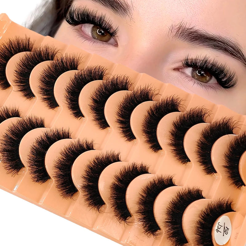 10Pairs Fluffy 3D Mink False Eyelashes Makeup Natural Volume Thick Lashes