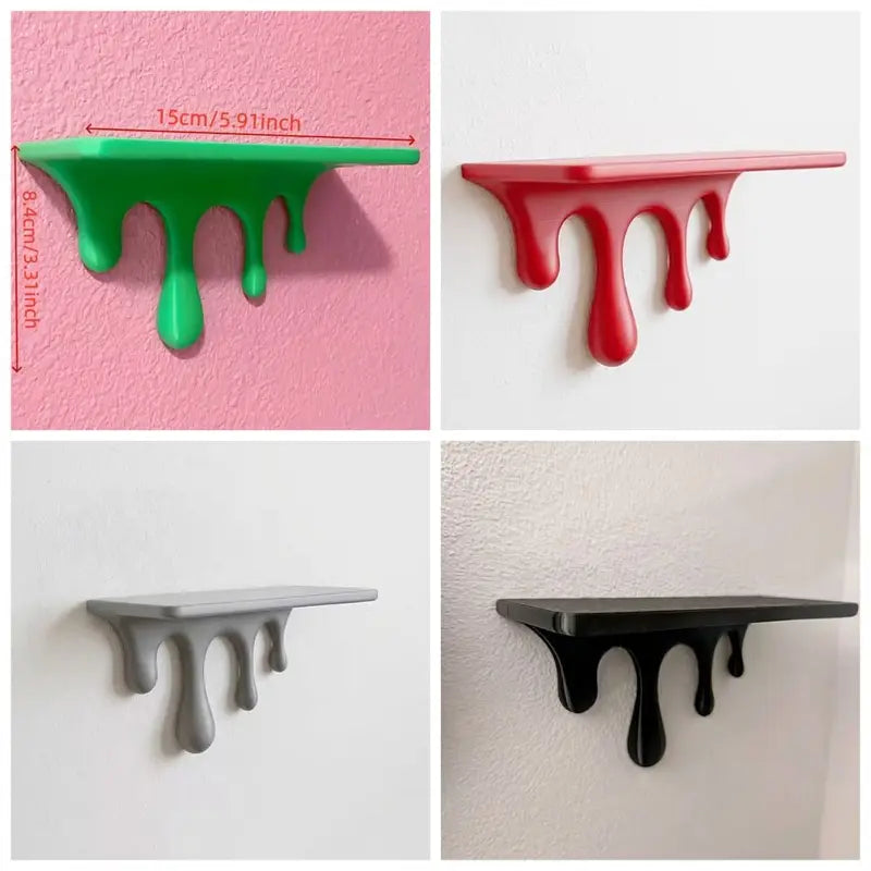 Artistic Drip Floating Wall Shelf - Irregular Shape Plastic Plant Display Stand