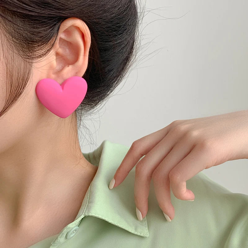 Heart Geometric Earrings - Red White Black Yellow Statement Jewelry