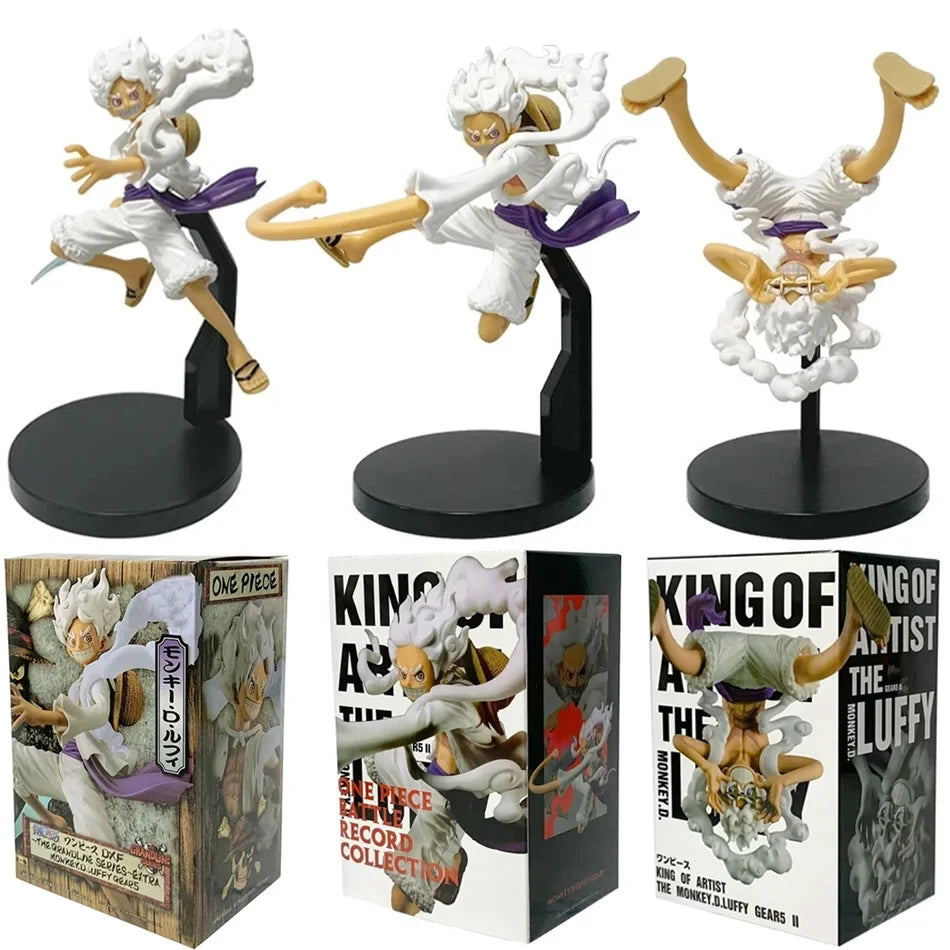 3 Pieces Monkey D Luffy Action Figures Model One Piece Gear 5 Sun God Nika PVC Toy Collection
