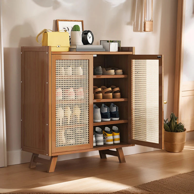 Wooden Shoe Cabinet with Doors, 5 Tiers, Entryway Storage Organizer