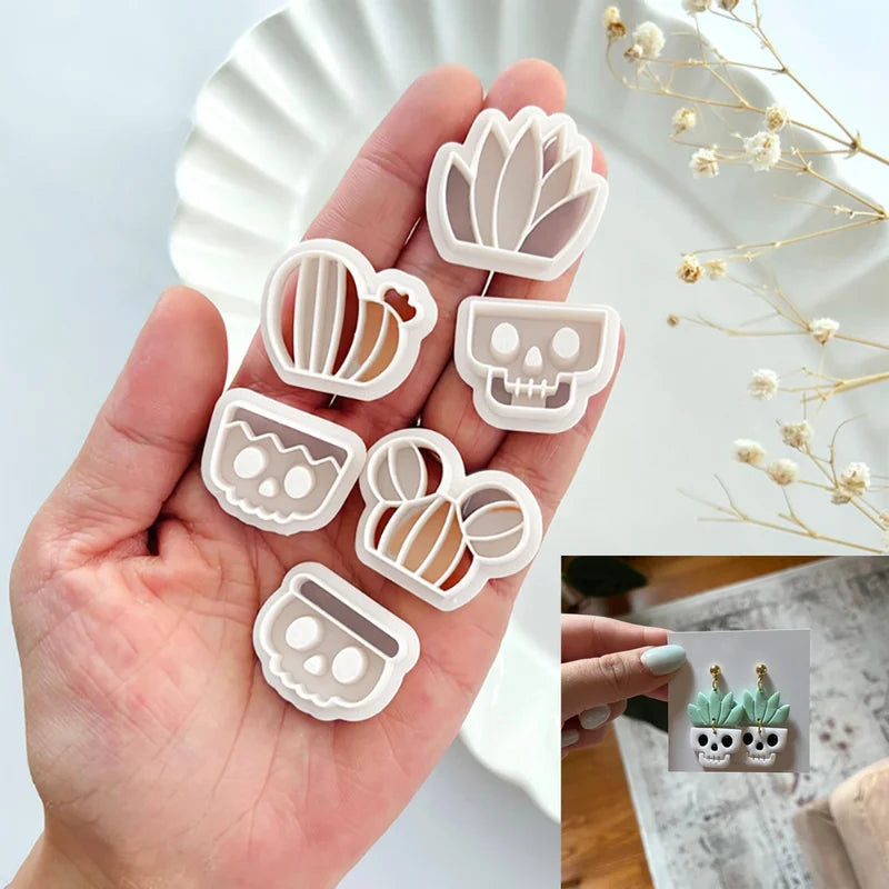 Halloween Skull Cactus Clay Cutter Set for Jewelry & Ornament Making
