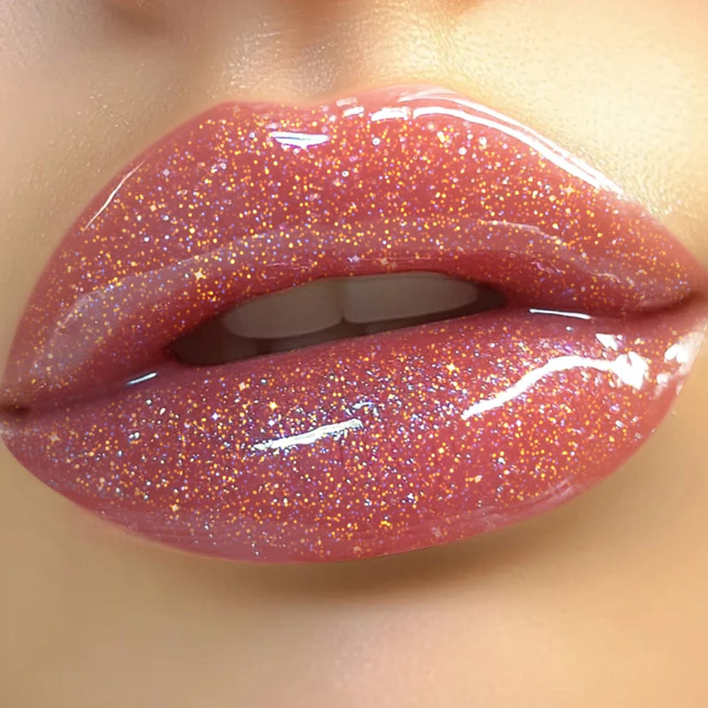 Moisturizing Lip Gloss with Glitter and Shimmer - Long Lasting Lip Oil for Care & Plumping - Multiple Colors