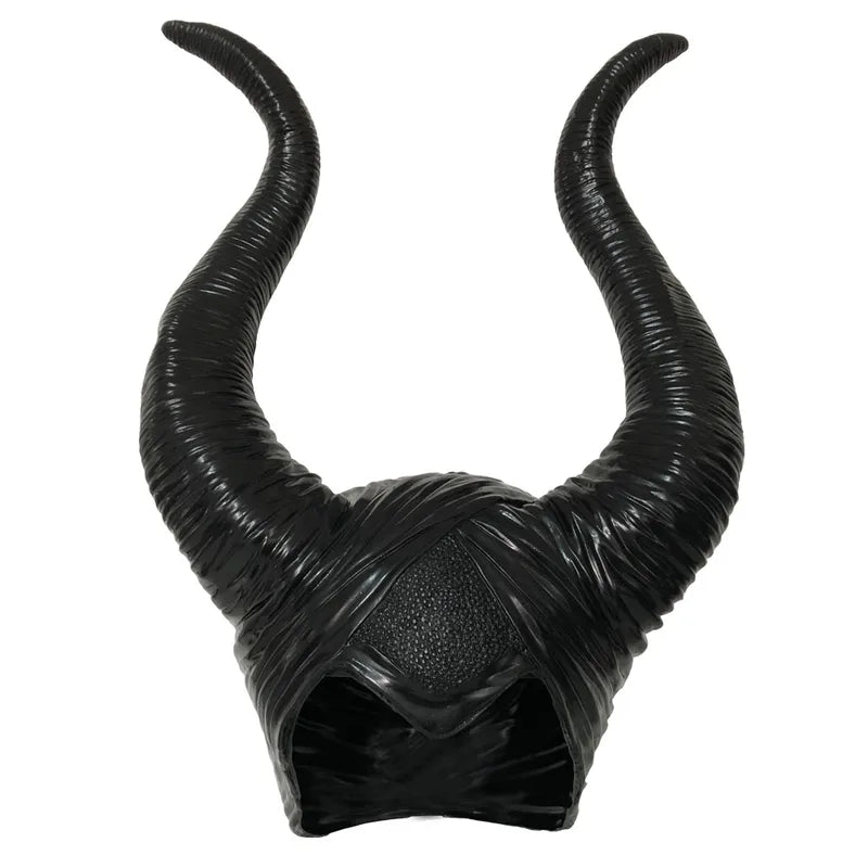 Black Witch Queen Horns Costume Hat Mask for Halloween Cosplay Party Accessories