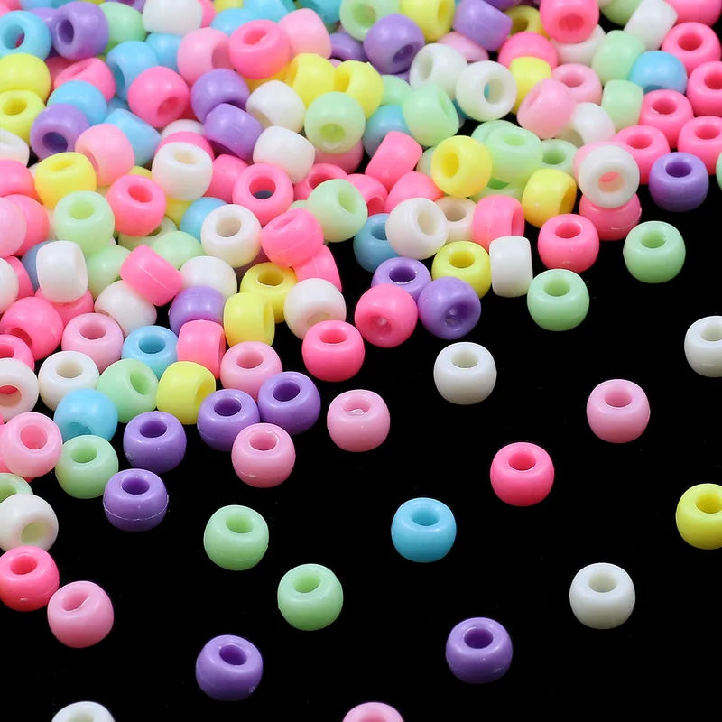 Multi-Colored Large Hole Pony Beads for Jewelry Making and Crafts - 200-1200 Pieces
