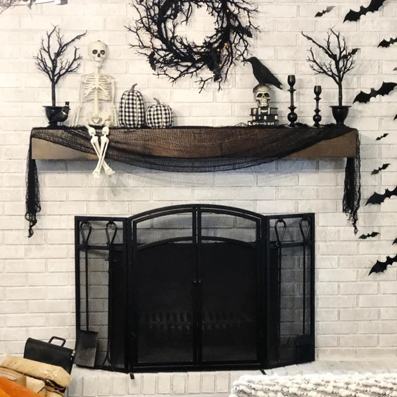 Halloween Black Gauze Cloth 72x186cm Creepy Web Netting for Party Decor