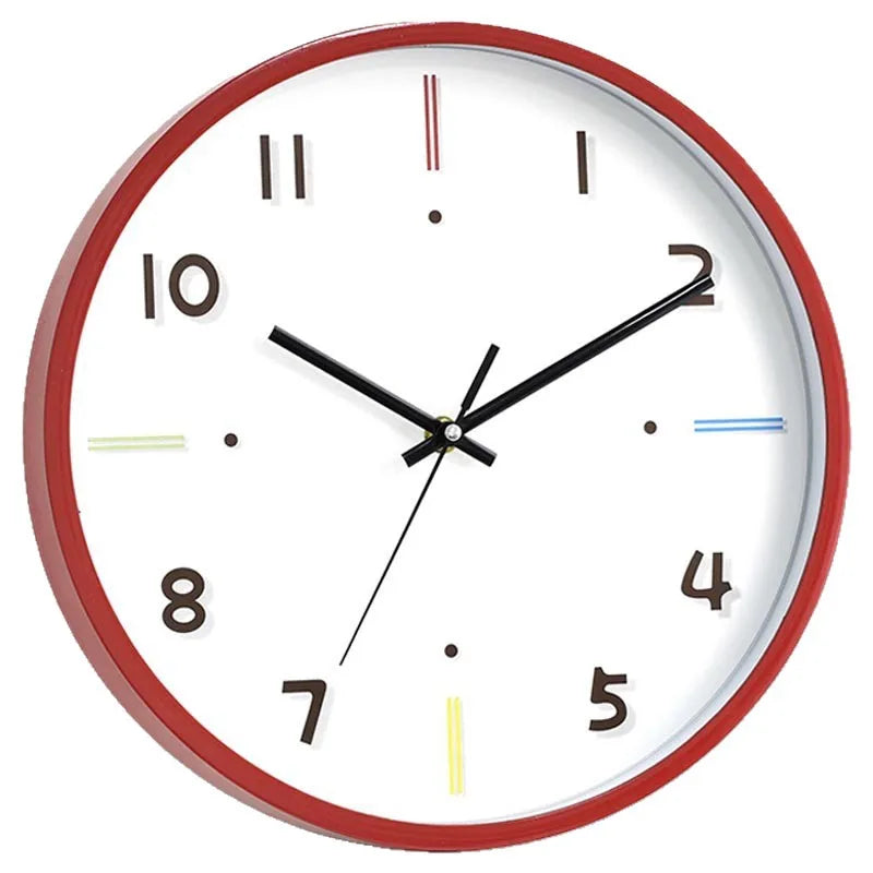 12-Inch Modern Wall Clock for Living Room Bedroom No-Drill Design - Multiple Colors