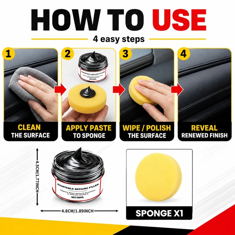 Car Interior Gloss Restoration Wax for Plastic and Black Surfaces - Removes Scratches