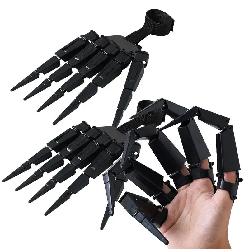 Halloween Articulated Skeleton Finger Gloves - Realistic Horror Prop, Party Decor