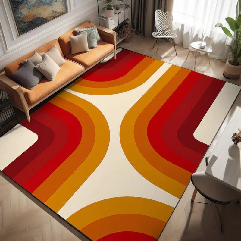 Geometric Area Rug Modern Abstract Art Non-Slip Washable Carpet for Living Room & Bedroom