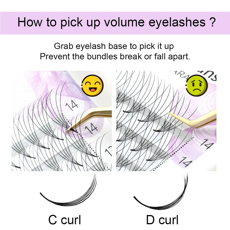 Premade Lash Fans Eyelash Extensions - Pointy Base, 4D-10D Mix, Natural Look