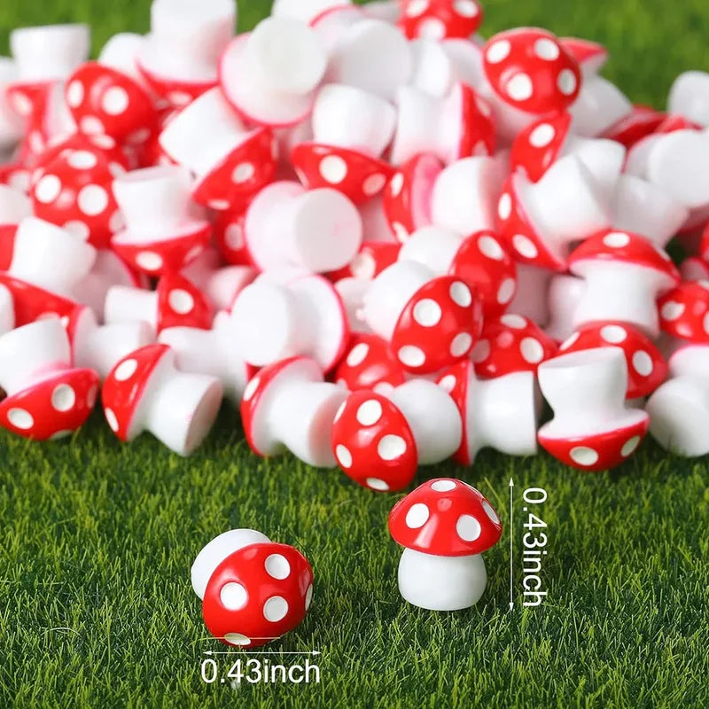 Mini Resin Mushroom Garden Figurines - 50 Pcs Tiny Decorative Miniatures for Micro Gardens & Terrariums