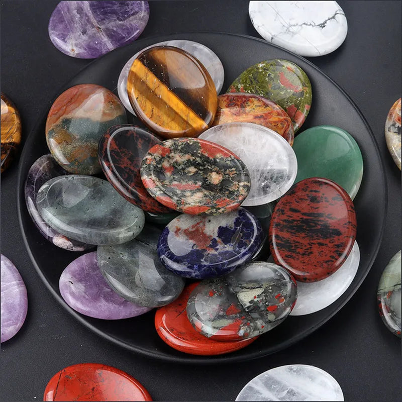 Natural Crystal Amethyst Oval Worry Stone for Jewelry & Relaxation