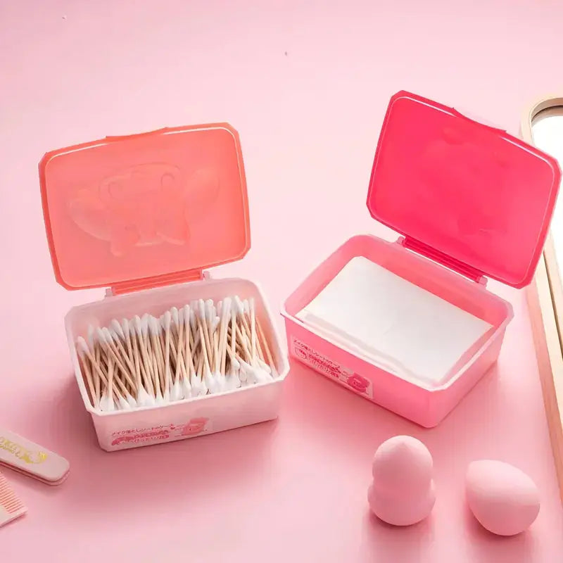 Cartoon Cotton Pad Organizer Storage Box for Cosmetics and Stationery