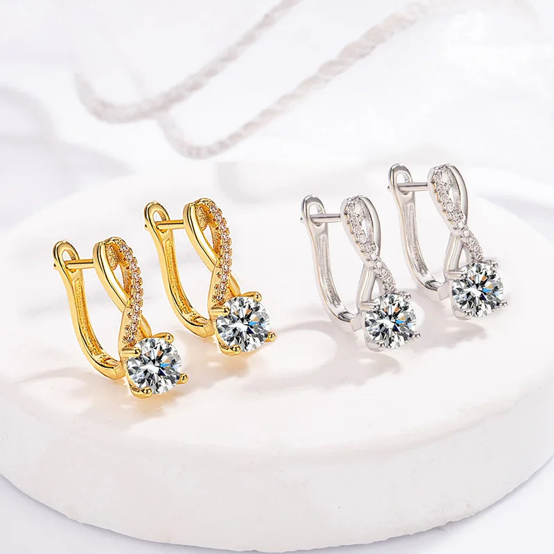 Fashionable Moissanite Women's Earrings High-End Jewelry Gift