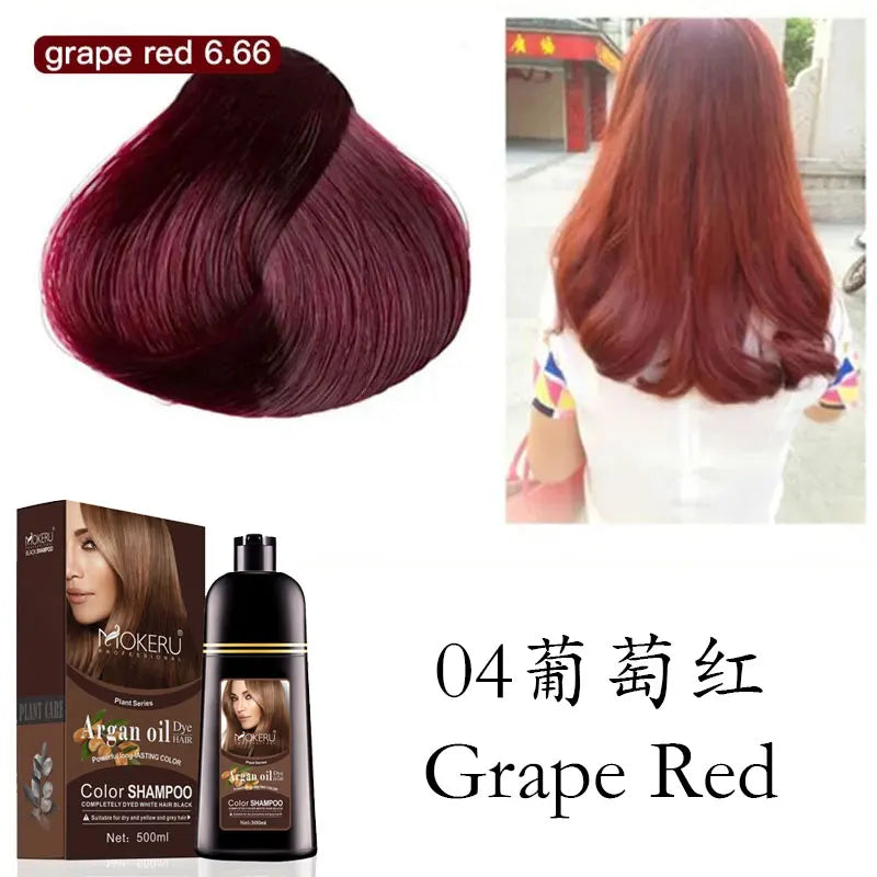 Natural Organic Hair Dye Shampoo - Long Lasting Black Color for Men & Women