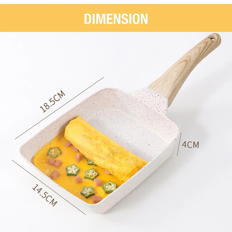 Nonstick Tamagoyaki Pan Japanese Omelette Egg Pan Rectangular with Detachable Handle
