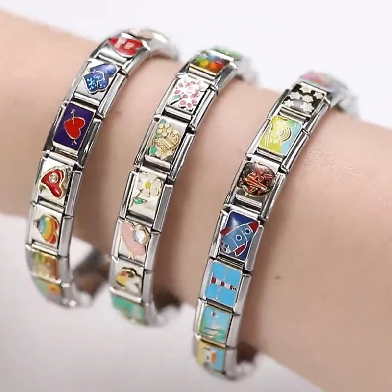 Modular Charm Bracelet Links for DIY Jewelry Making - Stainless Steel, 9mm Fit