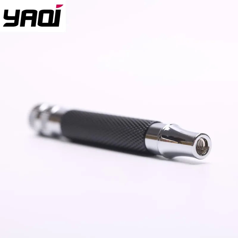 Brass Safety Razor Handle for Men Black and Chrome Finish 91mm
