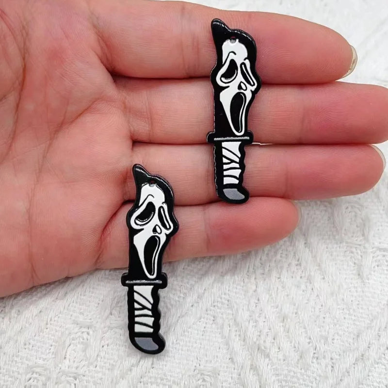Halloween Acrylic Skull Jewelry Pendants Set for DIY Earrings Necklace Keychains