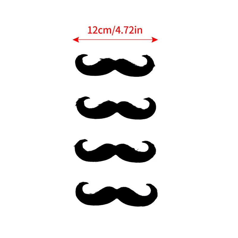 Self-Adhesive Fake Mustache Set - 4 Classic Handlebar Styles for Halloween & Parties