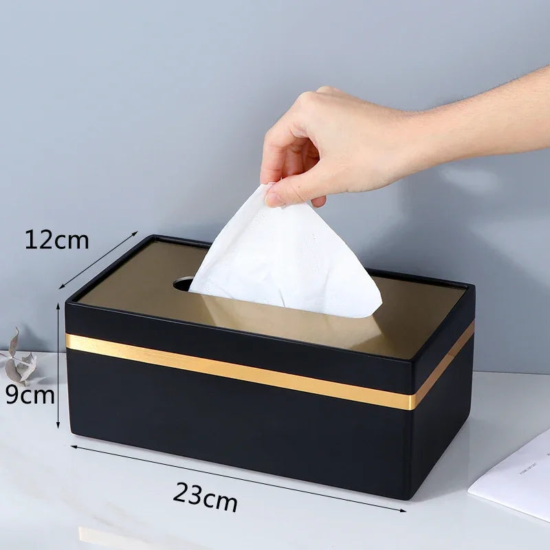 Marbling Resin Tissue Box with Light Luxury Design for Home Decor and Living Room