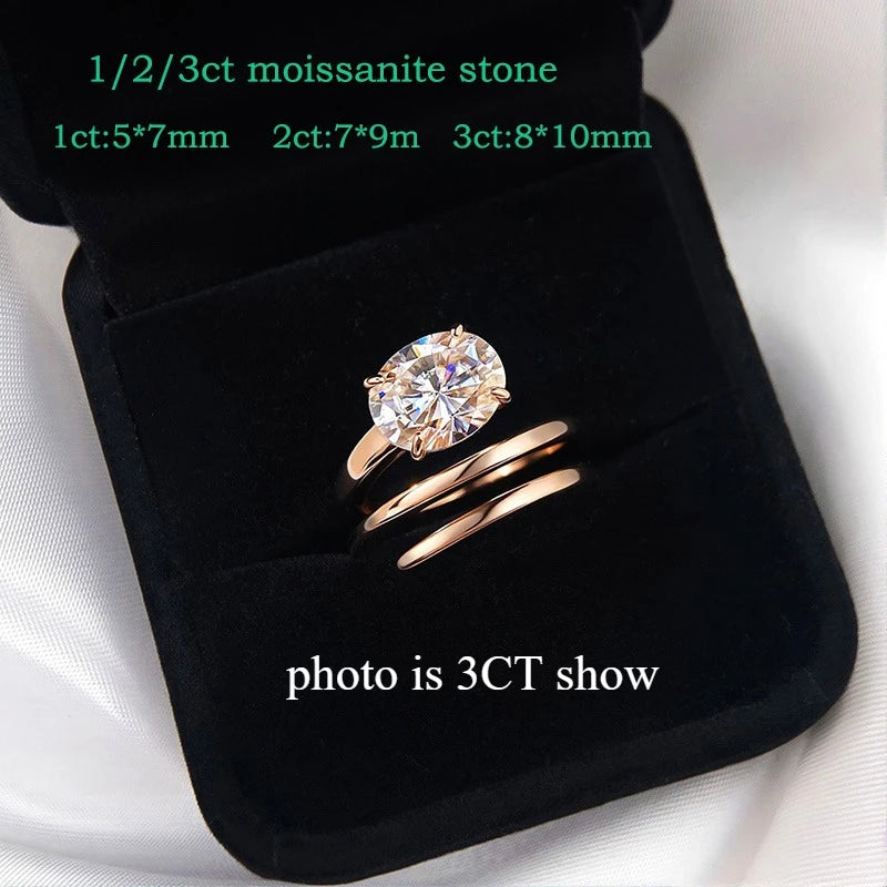 Sterling Silver Moissanite Wedding Ring 1-3CT Lab Diamond Band for Women