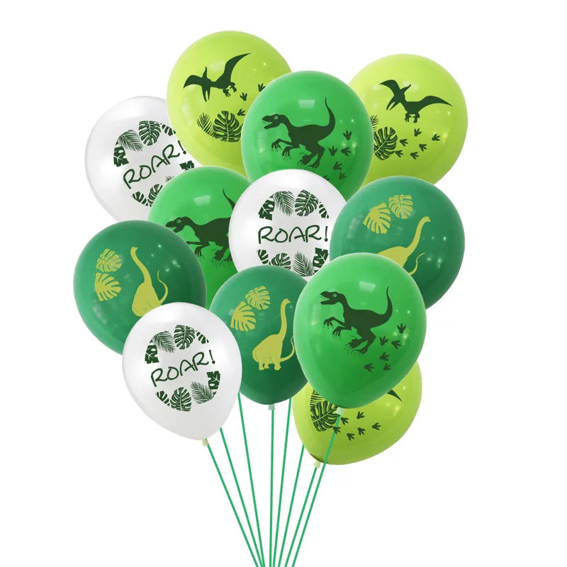 Dinosaur Birthday Garland Banner with Balloons - Jungle Animal Party Decor