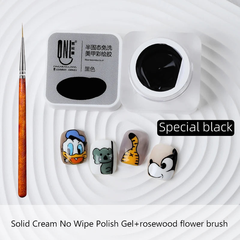 5ml Nail Art UV Gel Polish Set - Black White Colors 3D Flower Design Soak Off