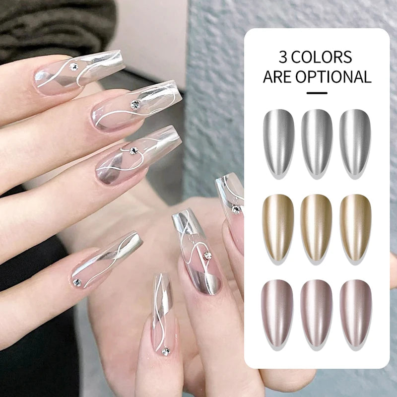 Metallic Nail Polish Set - 3D Chrome Mirror Finish for Manicure & French Art