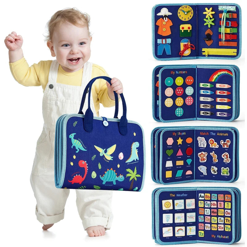 Montessori Busy Book Educational Toddler Toy Portable Activity Travel Board Fine Motor Skills