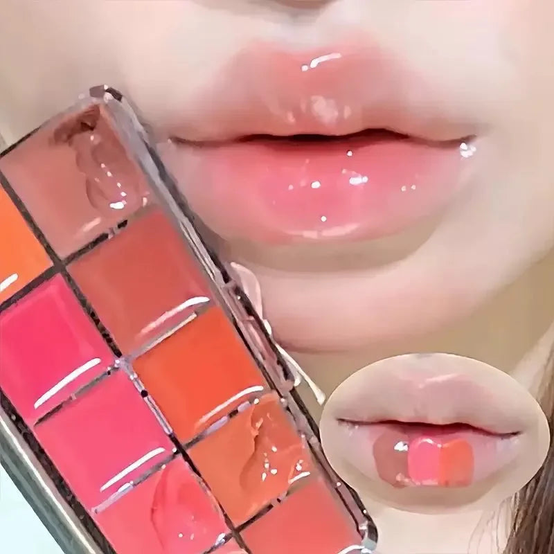 10-Color Lip Gloss Palette Waterproof Moisturizing Lipstick Makeup Kit