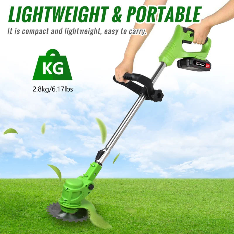 Cordless Weed Trimmer with 2 Batteries, 2-in-1 Grass Cutter and Edger