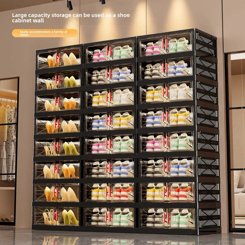 Multi-Layer Door Shoe Rack - Foldable Wall-Mounted Shoe Storage Organizer