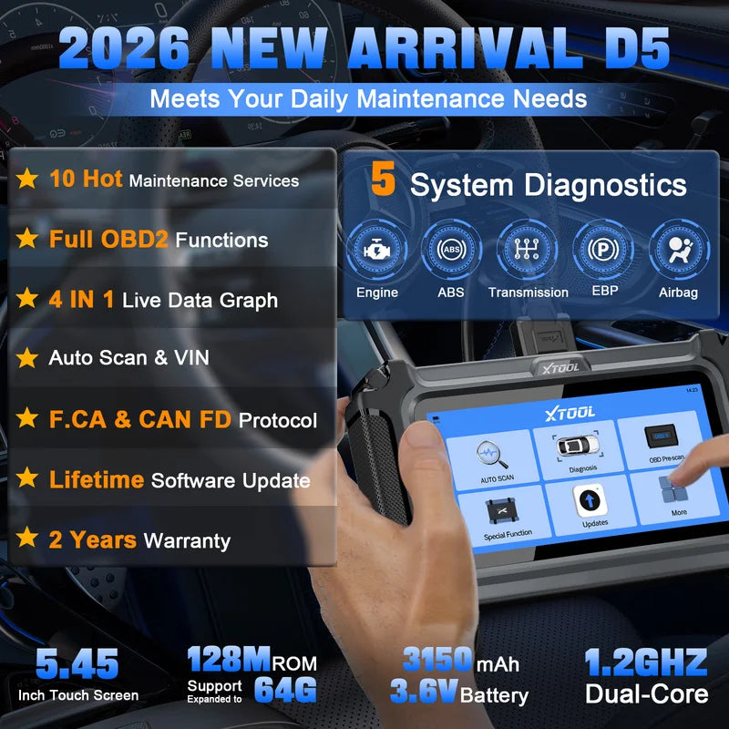 OBD2 Car Diagnostic Scanner with VIN Oil Reset Injector Code Auto Support FCA CANFD