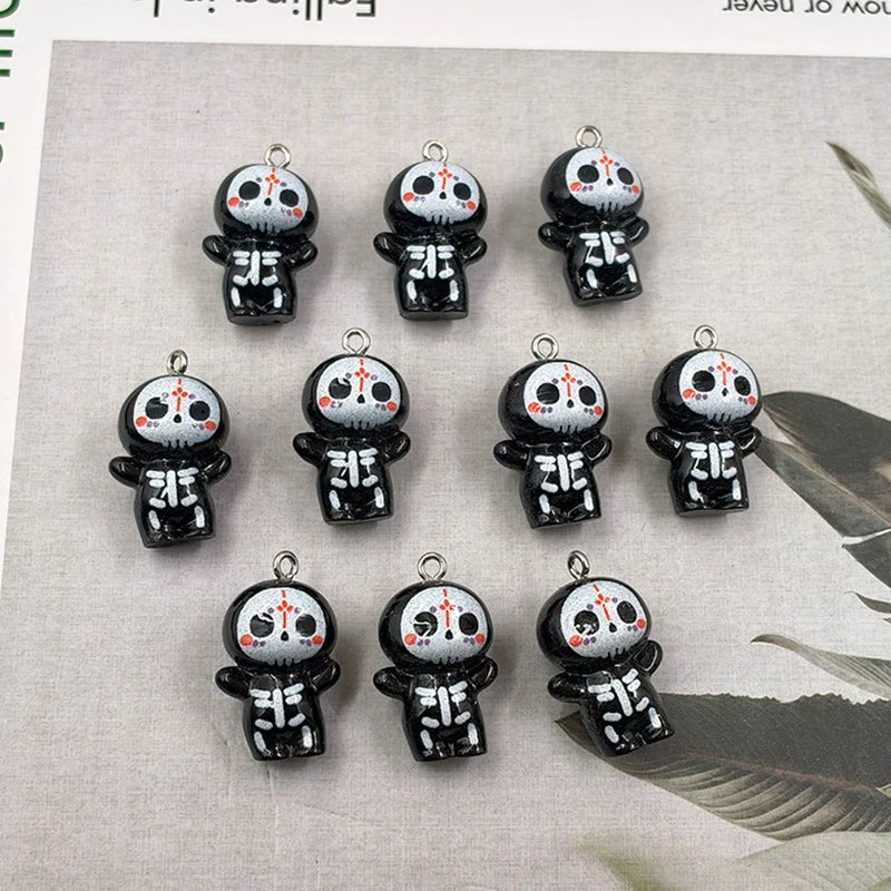 Day of the Dead Skeleton Animal Charms Jewelry Findings 10pcs Halloween Resin Pendants
