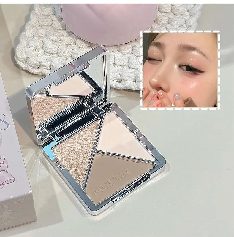 Makeup Kit with Lip Gloss Face Blush Powder Eye Shadow & Contour Palette - Includes Necklace