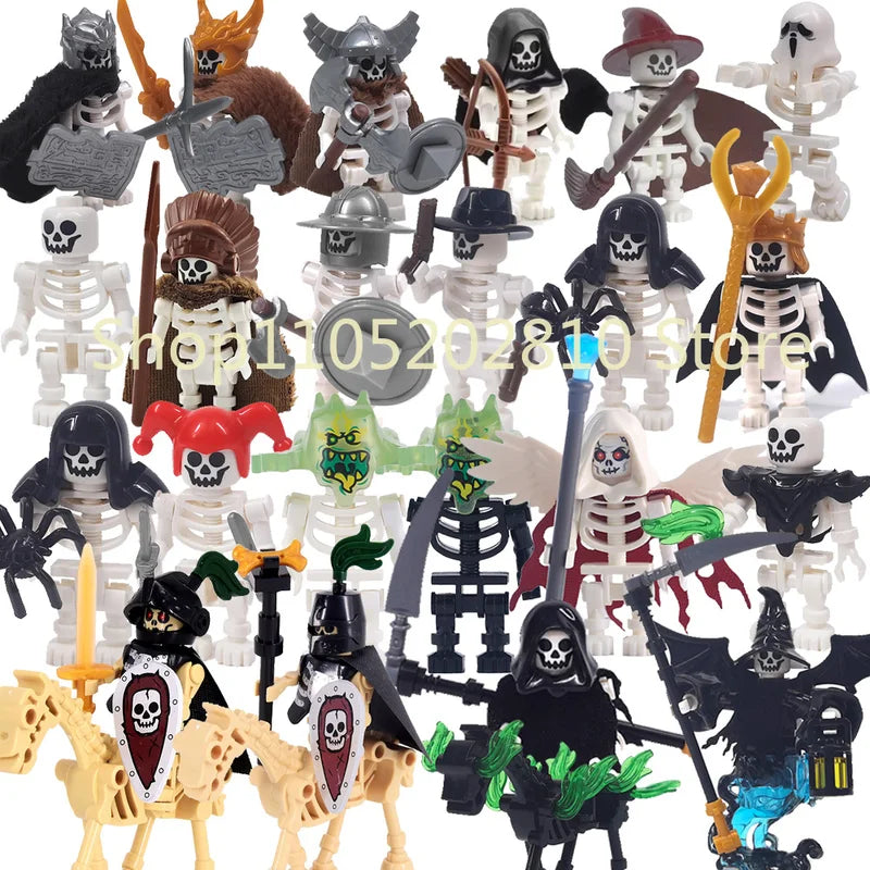 Colorful Skeleton Knight Building Blocks Set – Halloween Skull Mini Toy Gift for Creative Kids